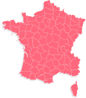 A map of France split into regions highlighting all regions in red.