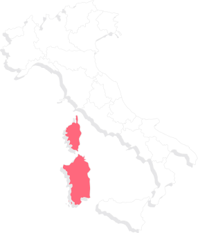 A map of Italy split into regions highlighting east regions in red.