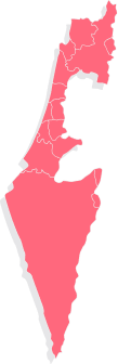 A map of Israel split into regions highlighting all regions in red.